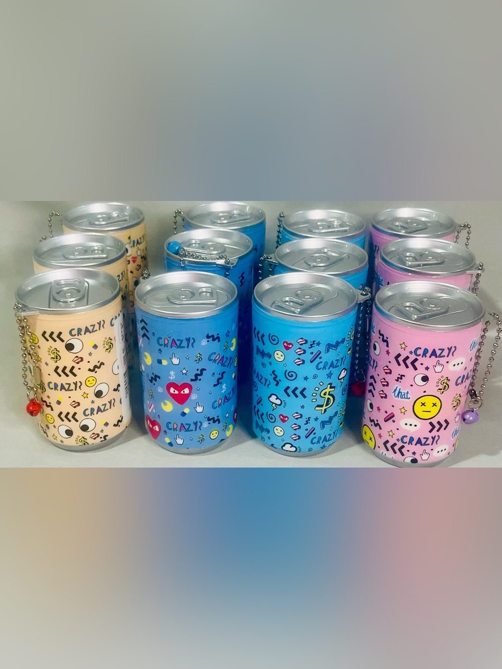 Can-Shaped Keychain of Wipes - Pastel Blue, Blue, Pink & Cream Set - 4 Pack!